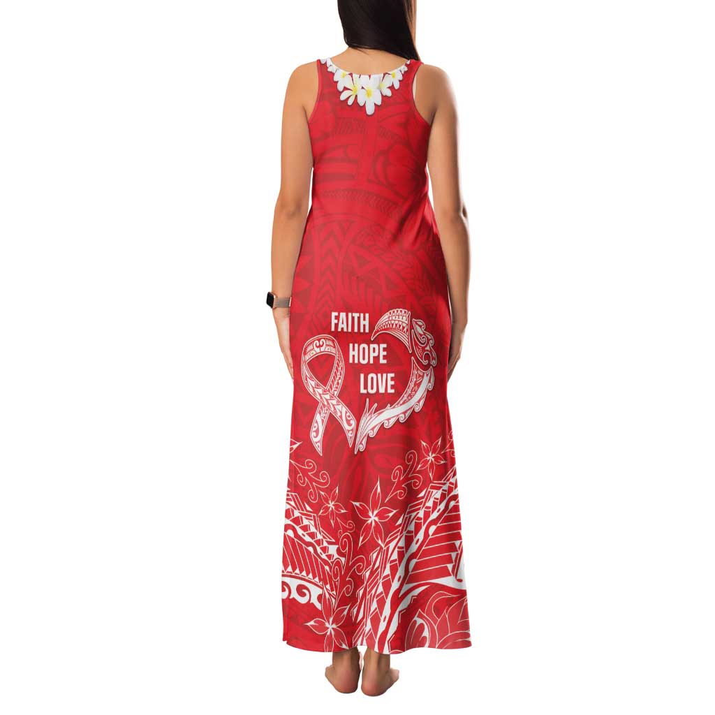 Heart Health Awareness Family Matching Tank Maxi Dress and Hawaiian Shirt Polynesian Red Ribbon LT05 - Polynesian Pride