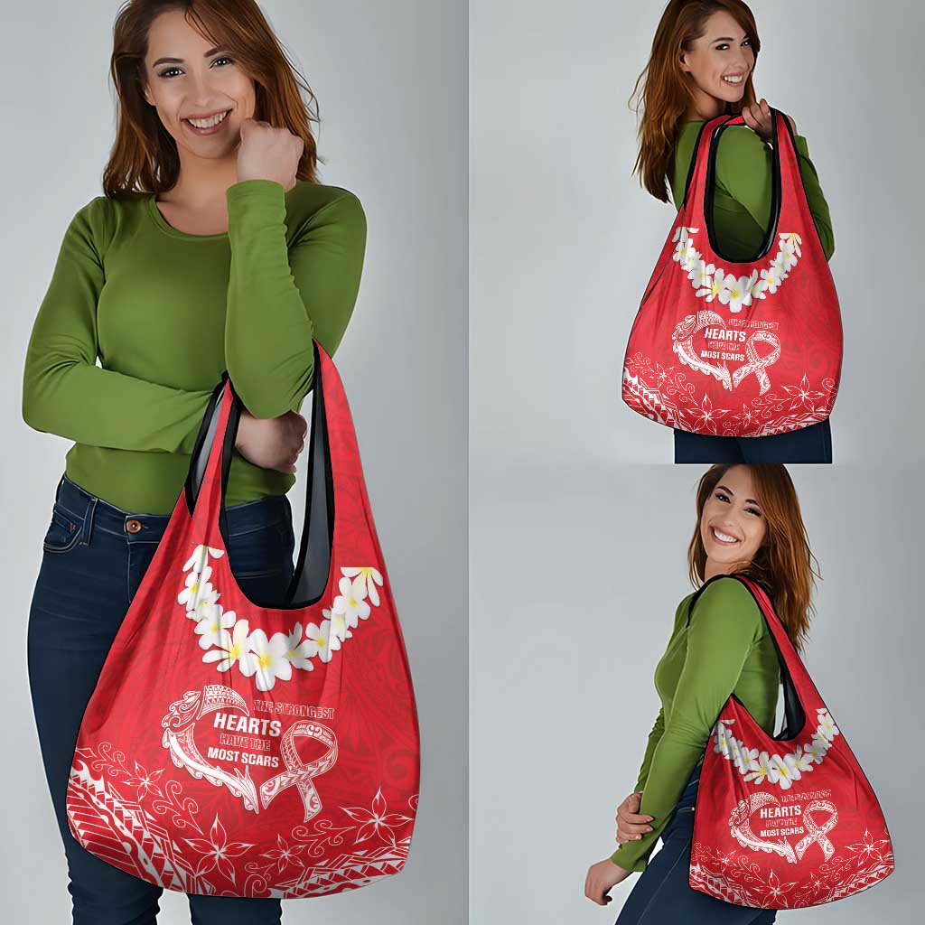 Heart Health Awareness Grocery Bag Polynesian Red Ribbon