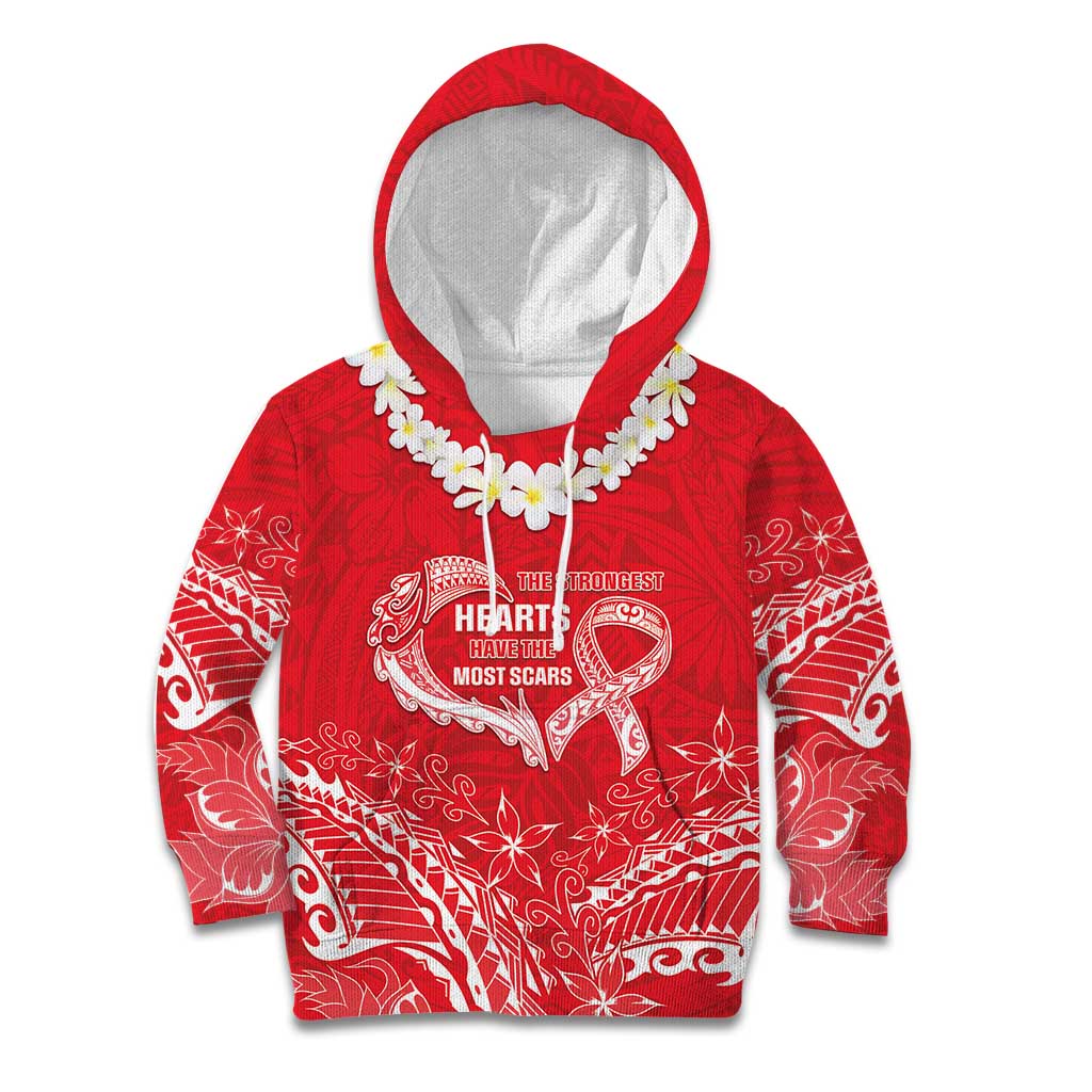 Heart Health Awareness Kid Hoodie Polynesian Red Ribbon LT05 Hoodie Red - Polynesian Pride