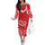 Heart Health Awareness Off The Shoulder Long Sleeve Dress Polynesian Red Ribbon
