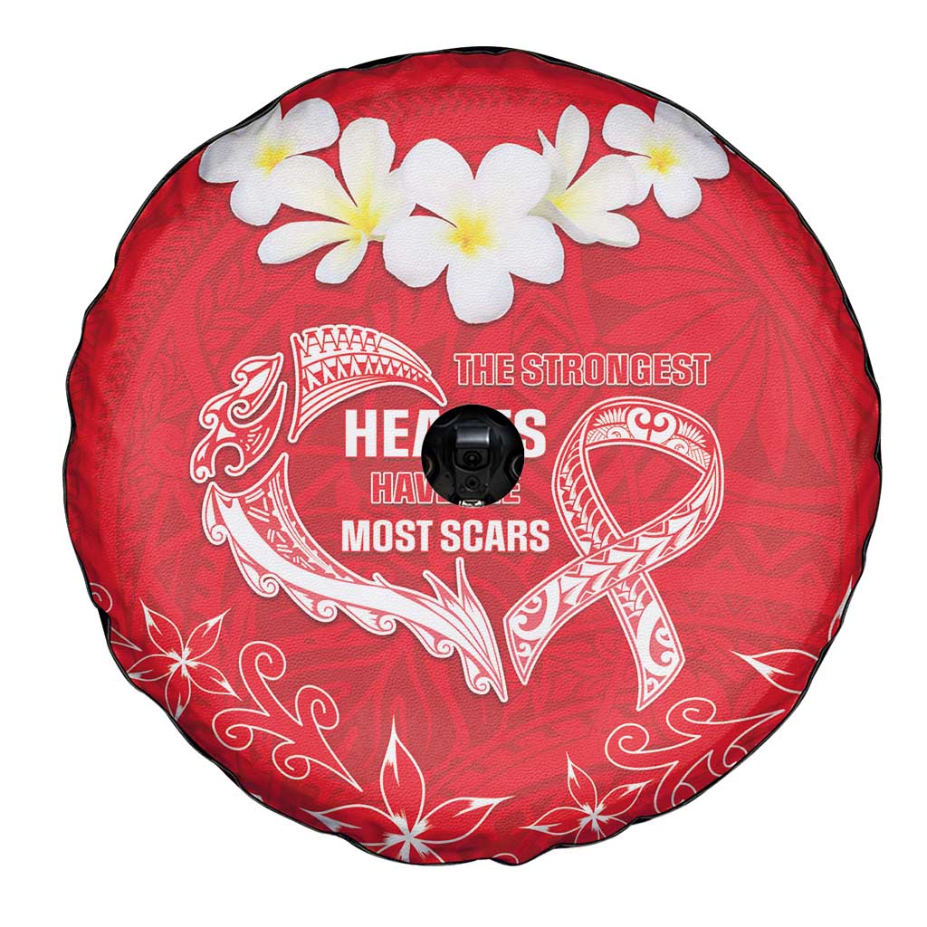 Heart Health Awareness Spare Tire Cover Polynesian Red Ribbon
