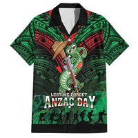 New Zealand ANZAC Day Family Matching Long Sleeve Bodycon Dress and Hawaiian Shirt Aotearoa Hei Tiki LT05 Dad's Shirt - Short Sleeve Green - Polynesian Pride