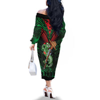 New Zealand ANZAC Day Family Matching Off The Shoulder Long Sleeve Dress and Hawaiian Shirt Aotearoa Hei Tiki LT05 - Polynesian Pride