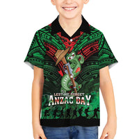 New Zealand ANZAC Day Family Matching Off Shoulder Short Dress and Hawaiian Shirt Aotearoa Hei Tiki LT05 Son's Shirt Green - Polynesian Pride
