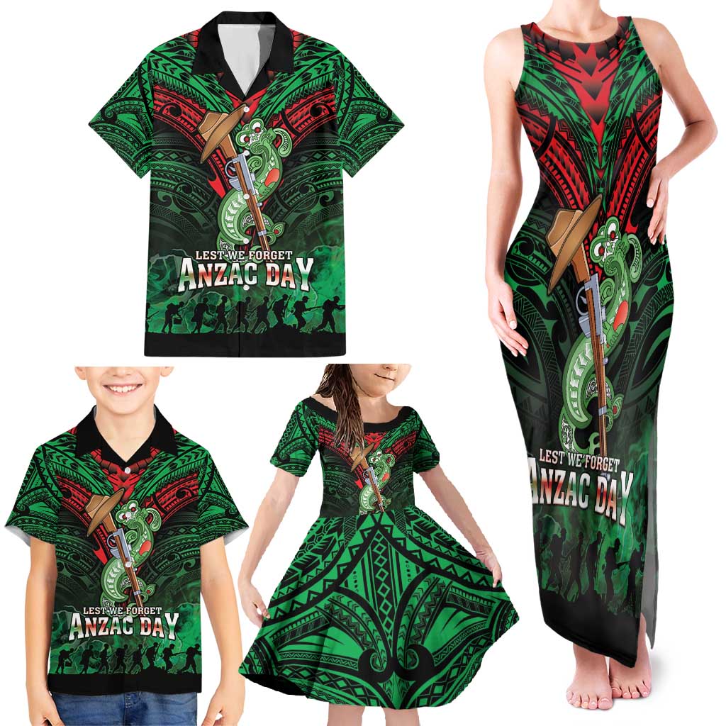 New Zealand ANZAC Day Family Matching Tank Maxi Dress and Hawaiian Shirt Aotearoa Hei Tiki LT05 - Polynesian Pride