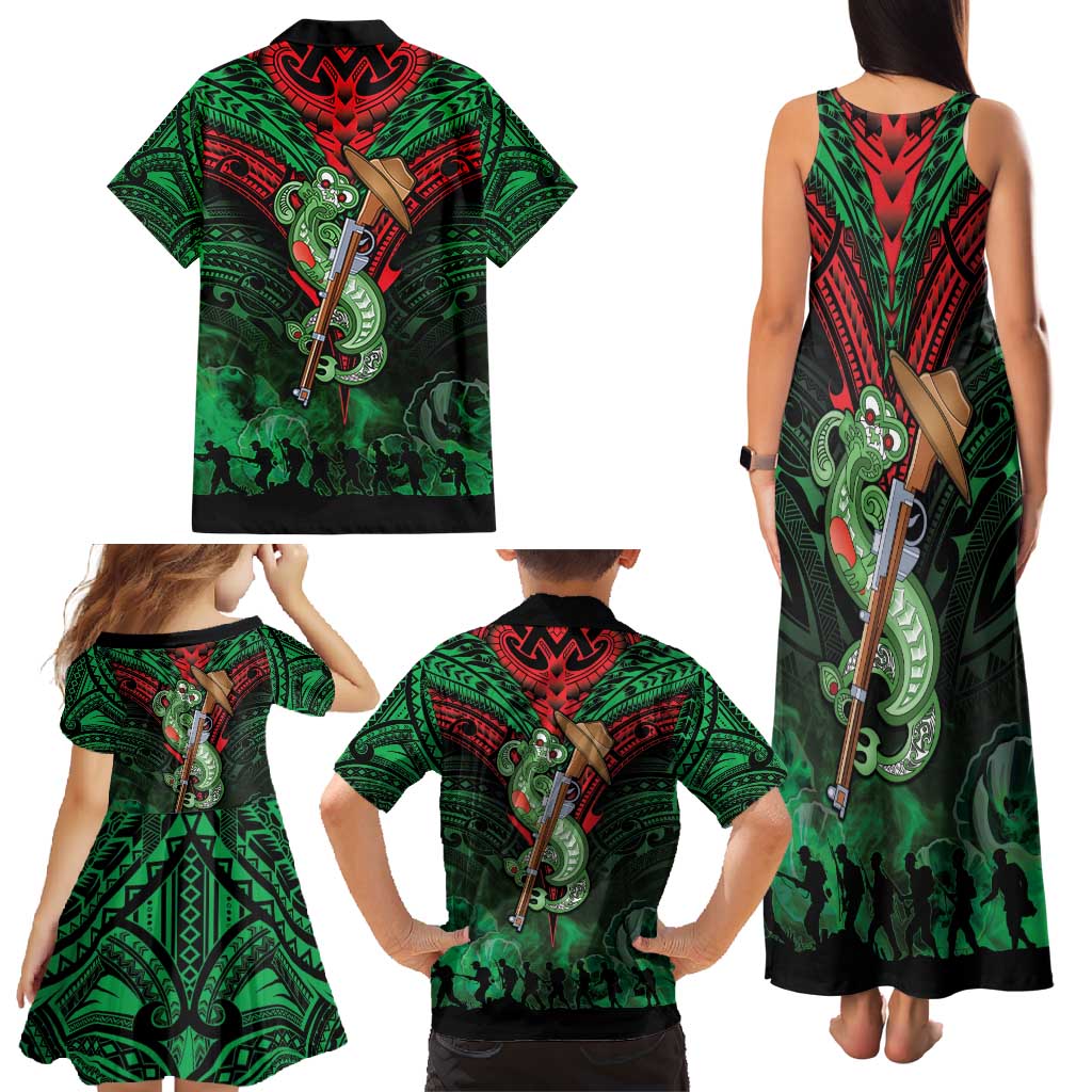 New Zealand ANZAC Day Family Matching Tank Maxi Dress and Hawaiian Shirt Aotearoa Hei Tiki LT05 - Polynesian Pride