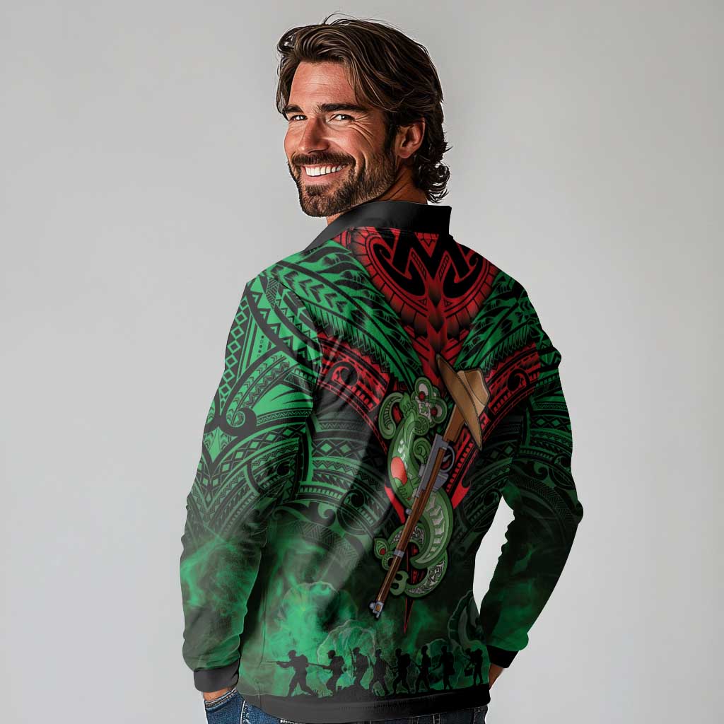 New Zealand ANZAC Day Long Sleeve Polo Shirt Aotearoa Hei Tiki