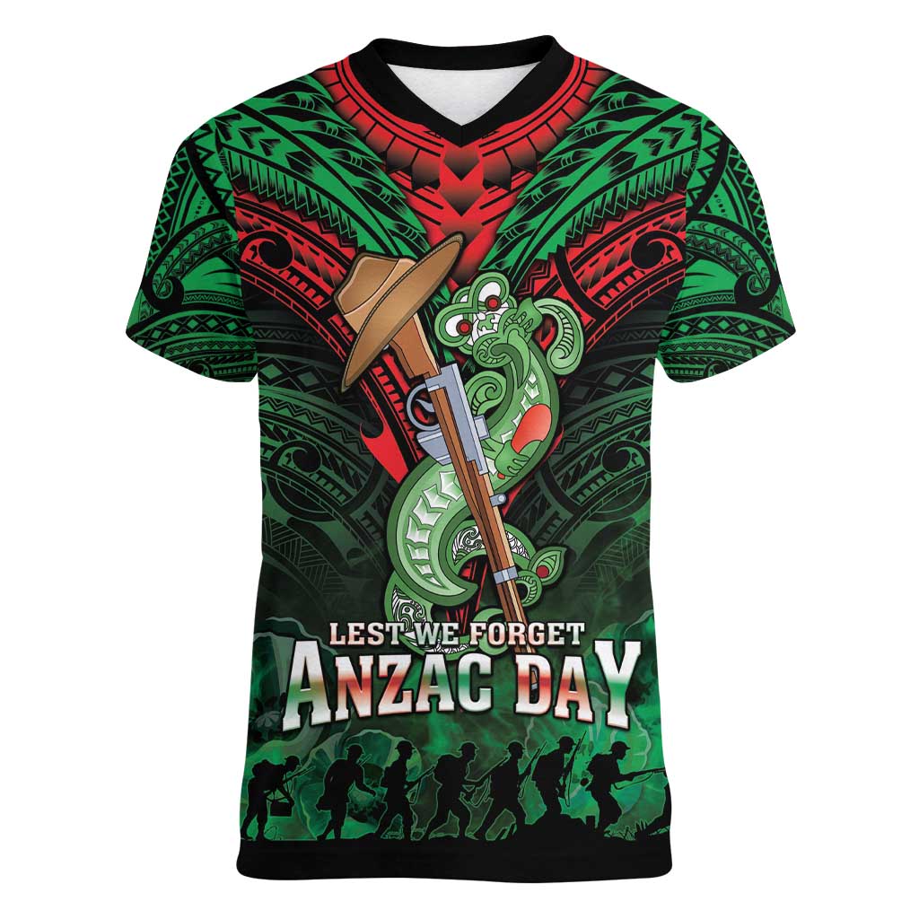 New Zealand ANZAC Day Women V-Neck T-Shirt Aotearoa Hei Tiki