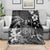 Hawaii King Kamehameha Day Blanket Polynesian Pattern Mix Hibiscus Black