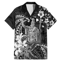 Hawaii King Kamehameha Day Family Matching Mermaid Dress and Hawaiian Shirt Polynesian Pattern Mix Hibiscus Black LT05 Dad's Shirt - Short Sleeve Black - Polynesian Pride