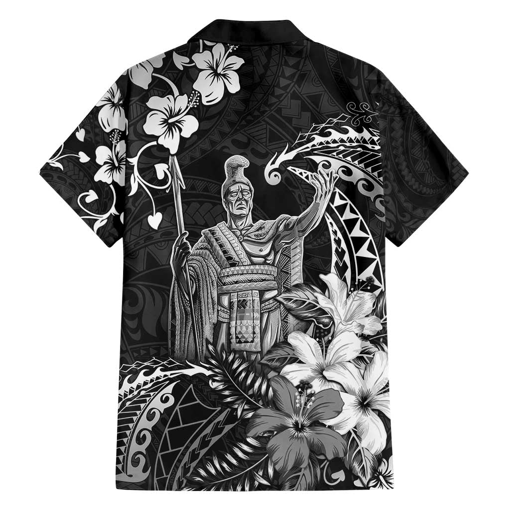 Hawaii King Kamehameha Day Family Matching Off Shoulder Maxi Dress and Hawaiian Shirt Polynesian Pattern Mix Hibiscus Black