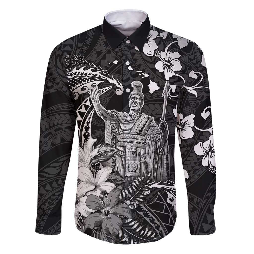 Hawaii King Kamehameha Day Family Matching Puletasi and Hawaiian Shirt Polynesian Pattern Mix Hibiscus Black