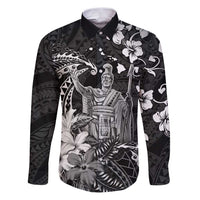 Hawaii King Kamehameha Day Family Matching Puletasi and Hawaiian Shirt Polynesian Pattern Mix Hibiscus Black