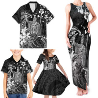 Hawaii King Kamehameha Day Family Matching Tank Maxi Dress and Hawaiian Shirt Polynesian Pattern Mix Hibiscus Black LT05 - Polynesian Pride