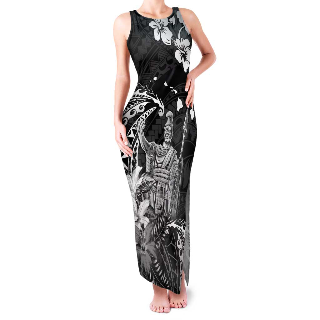 Hawaii King Kamehameha Day Family Matching Tank Maxi Dress and Hawaiian Shirt Polynesian Pattern Mix Hibiscus Black LT05 Mom's Dress Black - Polynesian Pride