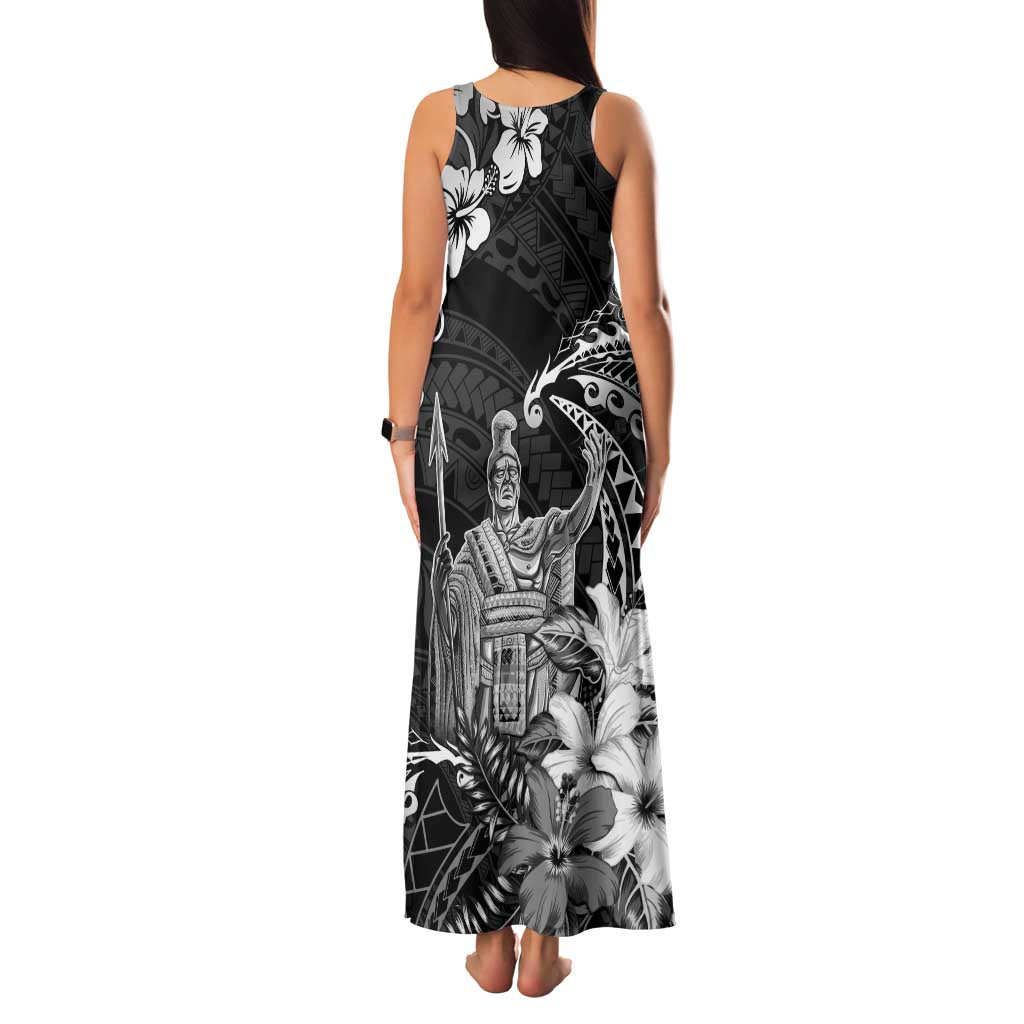 Hawaii King Kamehameha Day Family Matching Tank Maxi Dress and Hawaiian Shirt Polynesian Pattern Mix Hibiscus Black LT05 - Polynesian Pride