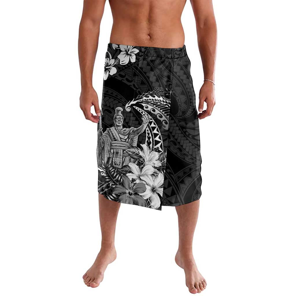 Hawaii King Kamehameha Day Lavalava Polynesian Pattern Mix Hibiscus Black