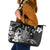 Hawaii King Kamehameha Day Leather Tote Bag Polynesian Pattern Mix Hibiscus Black