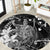 Hawaii King Kamehameha Day Round Carpet Polynesian Pattern Mix Hibiscus Black