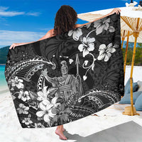 Hawaii King Kamehameha Day Sarong Polynesian Pattern Mix Hibiscus Black