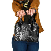 Hawaii King Kamehameha Day Shoulder Handbag Polynesian Pattern Mix Hibiscus Black