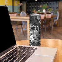 Hawaii King Kamehameha Day Skinny Tumbler Polynesian Pattern Mix Hibiscus Black