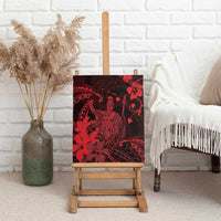 Hawaii King Kamehameha Day Canvas Wall Art Polynesian Pattern Mix Hibiscus Red