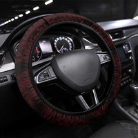 Hawaii King Kamehameha Day Steering Wheel Cover Polynesian Pattern Mix Hibiscus Red