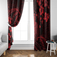 Hawaii King Kamehameha Day Window Curtain Polynesian Pattern Mix Hibiscus Red