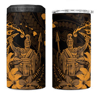 Hawaii King Kamehameha Day 4 in 1 Can Cooler Tumbler Polynesian Pattern Mix Hibiscus Gold LT05 One Size: 16 oz Gold - Polynesian Pride