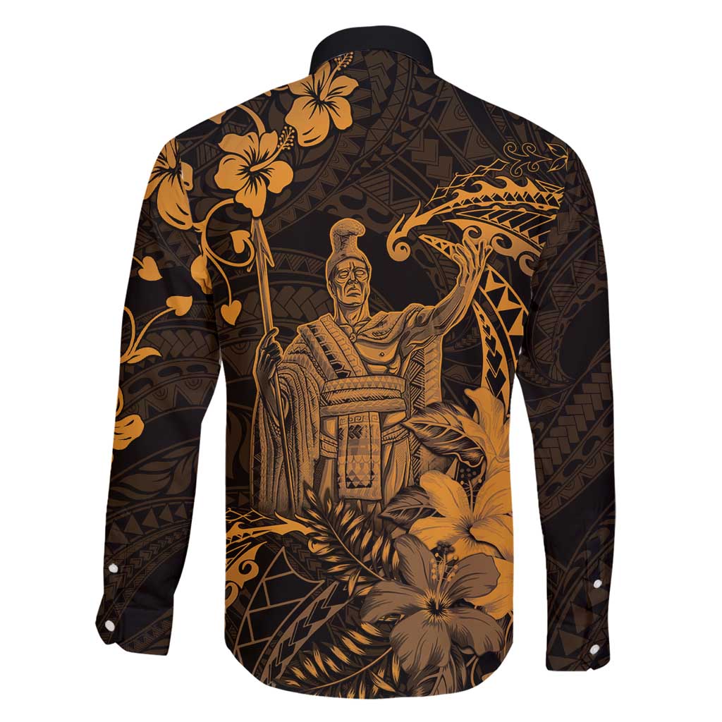 Hawaii King Kamehameha Day Family Matching Puletasi and Hawaiian Shirt Polynesian Pattern Mix Hibiscus Gold