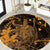 Hawaii King Kamehameha Day Round Carpet Polynesian Pattern Mix Hibiscus Gold