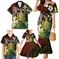 Hawaii King Kamehameha Day Family Matching Mermaid Dress and Hawaiian Shirt Polynesian Pattern Mix Hibiscus Reggae LT05 - Polynesian Pride