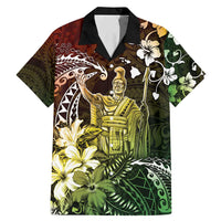 Hawaii King Kamehameha Day Family Matching Mermaid Dress and Hawaiian Shirt Polynesian Pattern Mix Hibiscus Reggae LT05 Dad's Shirt - Short Sleeve Reggae - Polynesian Pride