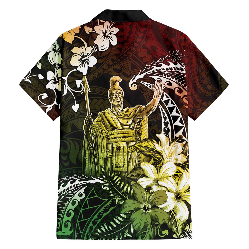 Hawaii King Kamehameha Day Family Matching Off Shoulder Maxi Dress and Hawaiian Shirt Polynesian Pattern Mix Hibiscus Reggae