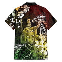 Hawaii King Kamehameha Day Family Matching Off Shoulder Maxi Dress and Hawaiian Shirt Polynesian Pattern Mix Hibiscus Reggae