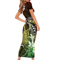 Hawaii King Kamehameha Day Family Matching Short Sleeve Bodycon Dress and Hawaiian Shirt Polynesian Pattern Mix Hibiscus Reggae LT05 - Polynesian Pride