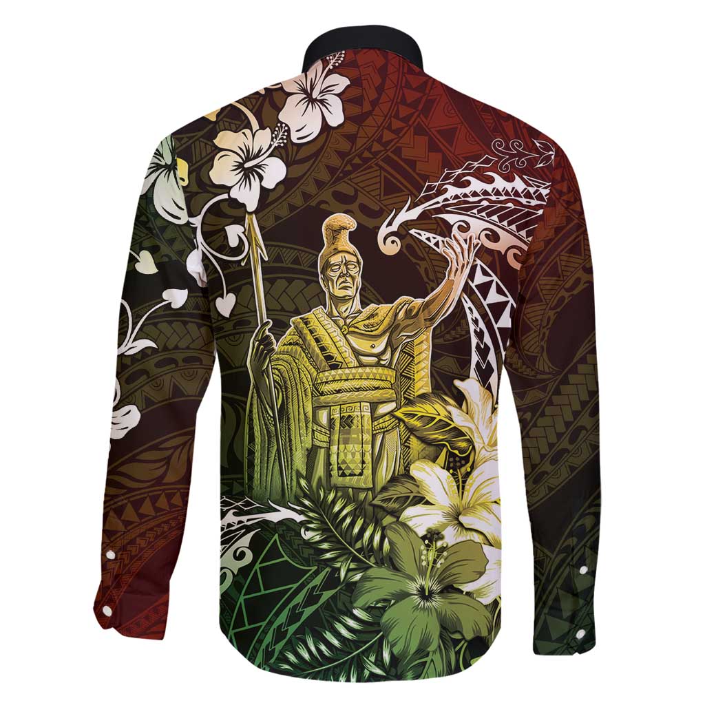 Hawaii King Kamehameha Day Family Matching Summer Maxi Dress and Hawaiian Shirt Polynesian Pattern Mix Hibiscus Reggae