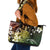 Hawaii King Kamehameha Day Leather Tote Bag Polynesian Pattern Mix Hibiscus Reggae