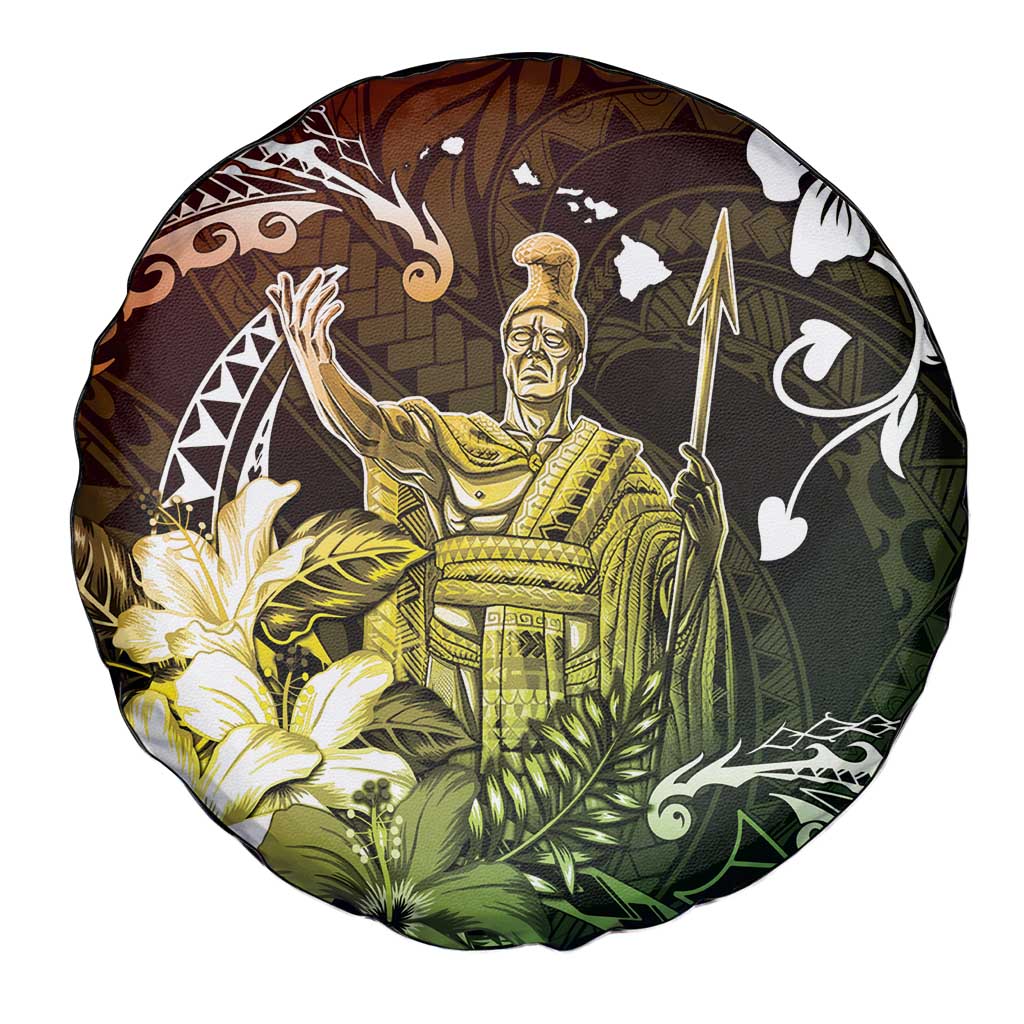Hawaii King Kamehameha Day Spare Tire Cover Polynesian Pattern Mix Hibiscus Reggae