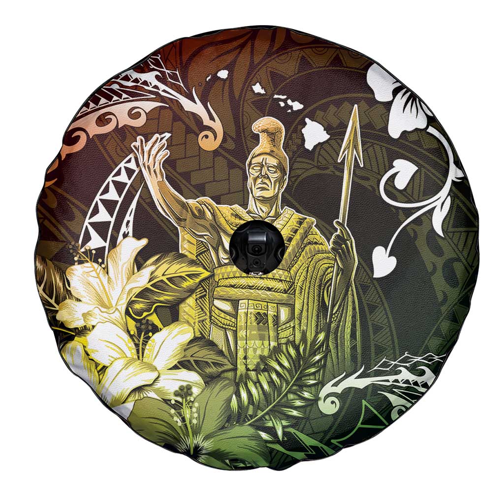 Hawaii King Kamehameha Day Spare Tire Cover Polynesian Pattern Mix Hibiscus Reggae
