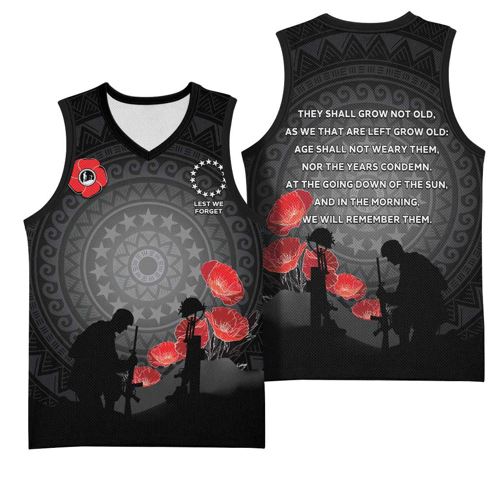 Cook Islands ANZAC Day Basketball Jersey Soldier Silhouette Remembrance