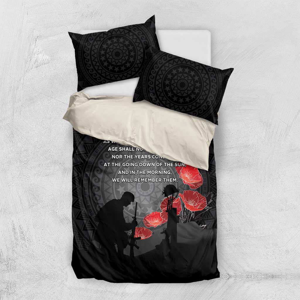 Cook Islands ANZAC Day Bedding Set Soldier Silhouette Remembrance