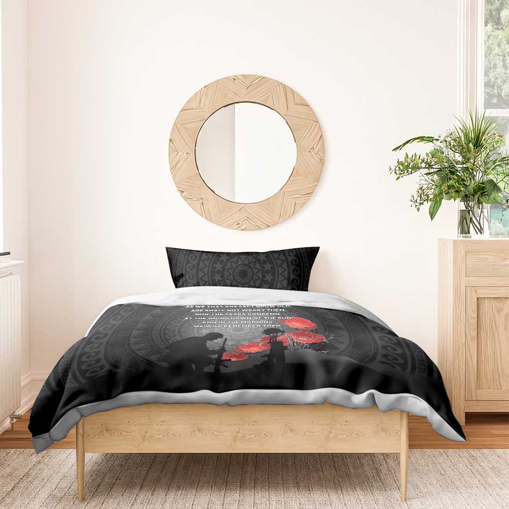 Cook Islands ANZAC Day Bedding Set Soldier Silhouette Remembrance