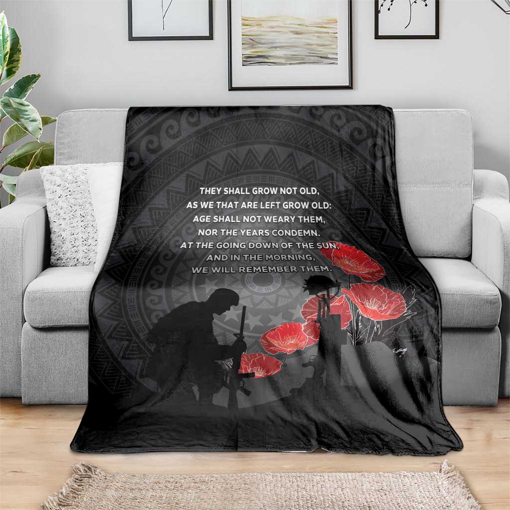 Cook Islands ANZAC Day Blanket Soldier Silhouette Remembrance