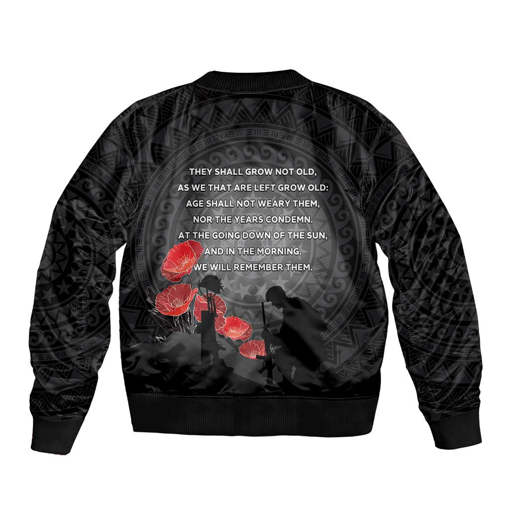 Cook Islands ANZAC Day Bomber Jacket Soldier Silhouette Remembrance