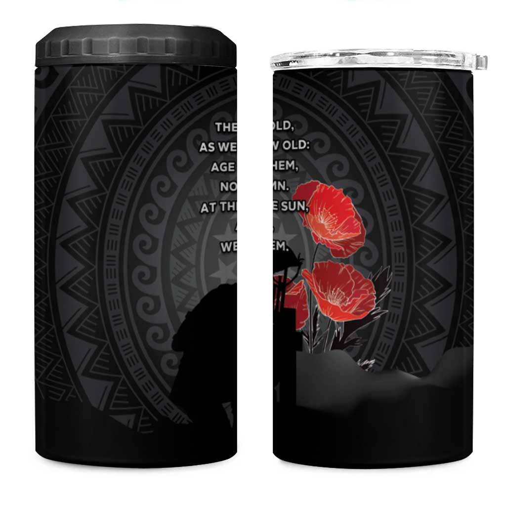 Cook Islands ANZAC Day 4 in 1 Can Cooler Tumbler Soldier Silhouette Remembrance