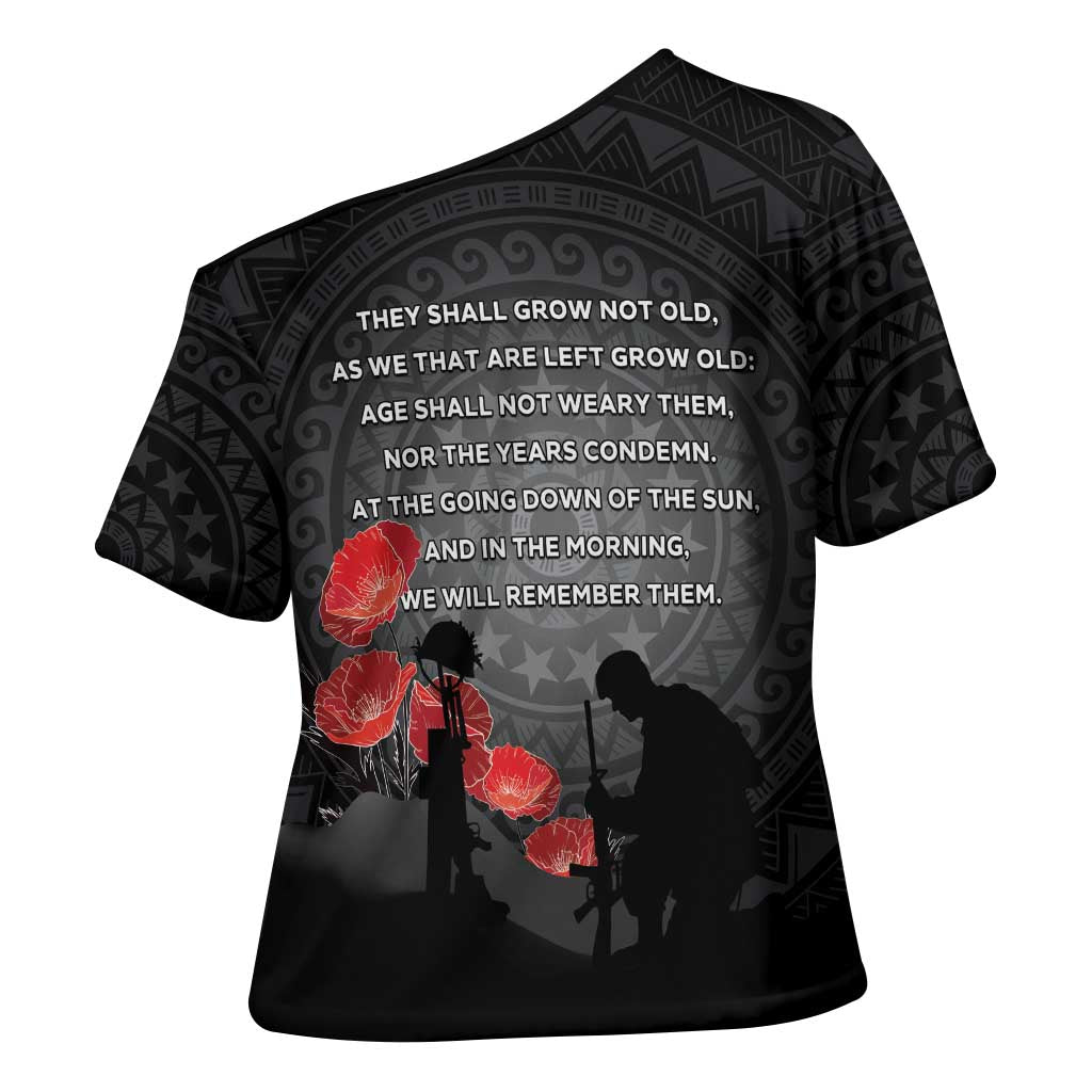 Cook Islands ANZAC Day Cross Shoulder Shirt Soldier Silhouette Remembrance