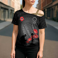 Cook Islands ANZAC Day Cross Shoulder Shirt Soldier Silhouette Remembrance