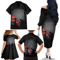 Cook Islands ANZAC Day Family Matching Off The Shoulder Long Sleeve Dress and Hawaiian Shirt Soldier Silhouette Remembrance LT05 - Polynesian Pride